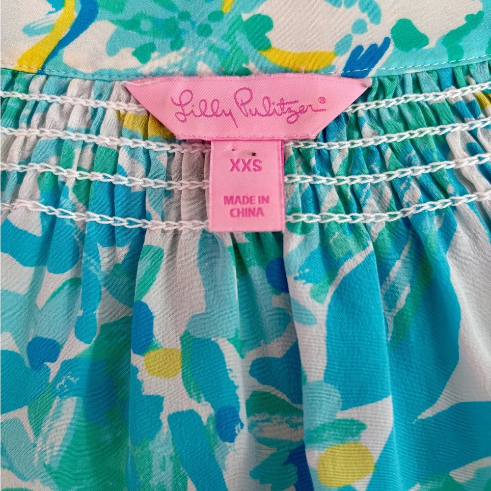 Lilly Pulitzer 100% Silk Floral Print Blouse Size XXS - Picture 4 of 6